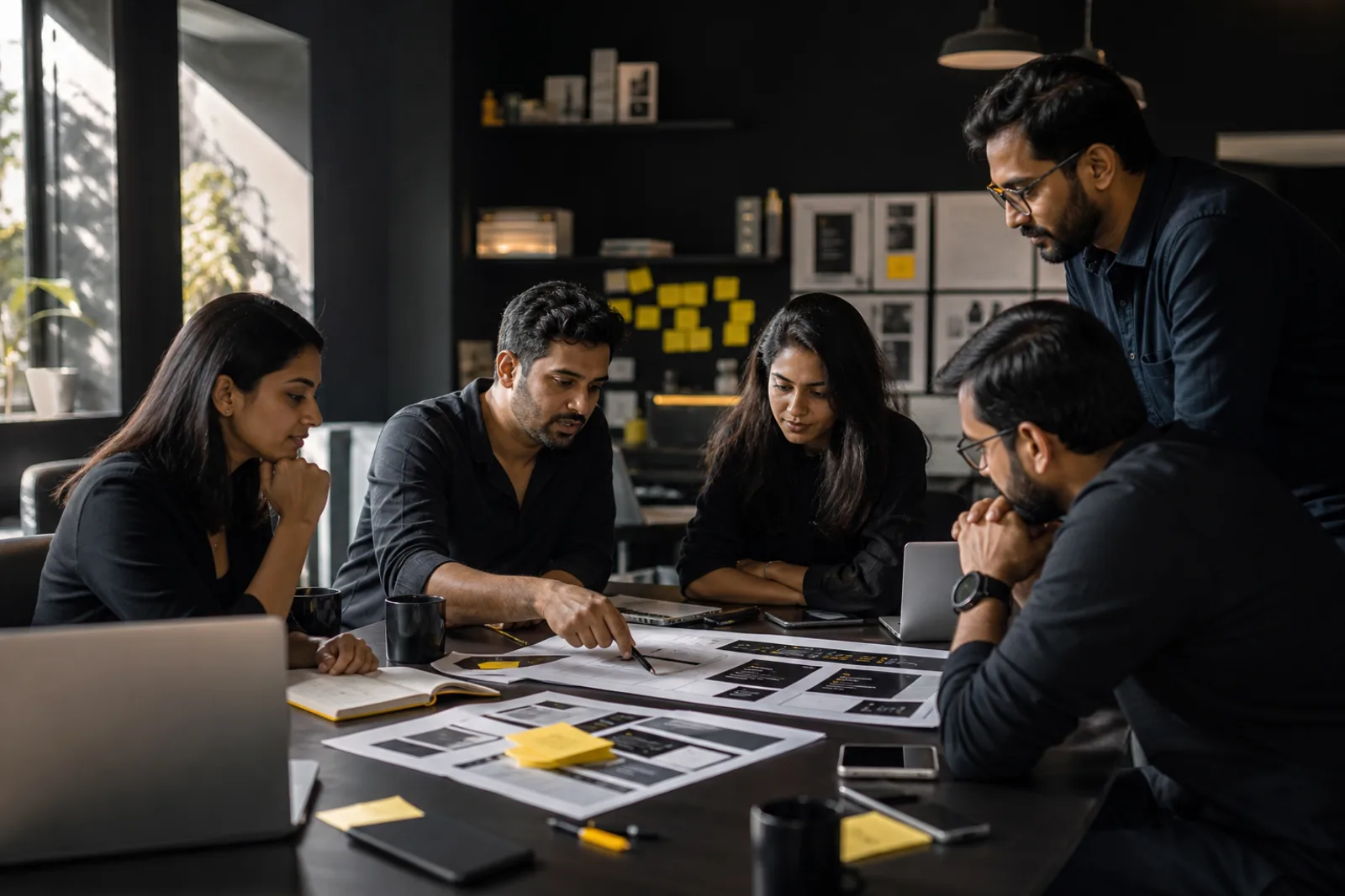 A digital strategy team collaborating around website and campaign concepts